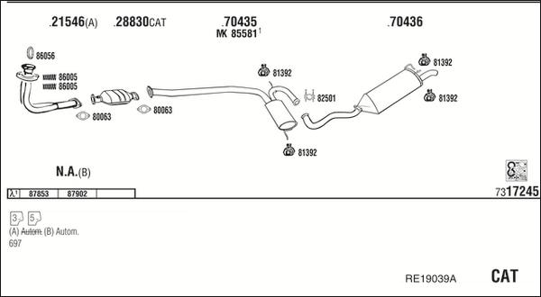 Fonos RE19039A - Система випуску ОГ autocars.com.ua