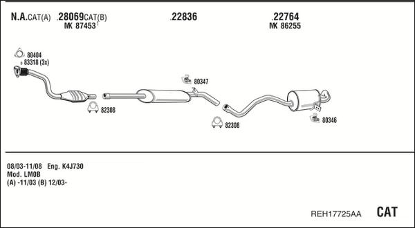 Fonos REH17725AA - Система випуску ОГ autocars.com.ua