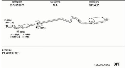 Fonos REK005265AB - Система випуску ОГ autocars.com.ua