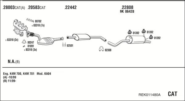 Fonos REK011480A - Система випуску ОГ autocars.com.ua