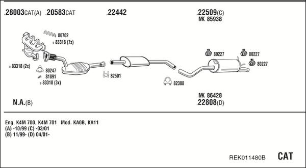 Fonos REK011480B - Система випуску ОГ autocars.com.ua