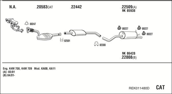Fonos REK011480D - Система випуску ОГ autocars.com.ua