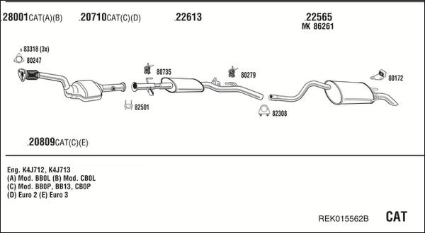 Fonos REK015562B - Система випуску ОГ autocars.com.ua