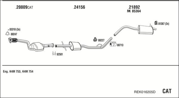 Fonos REK016205D - Система випуску ОГ autocars.com.ua