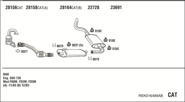 Fonos REK016489AB - Система випуску ОГ autocars.com.ua