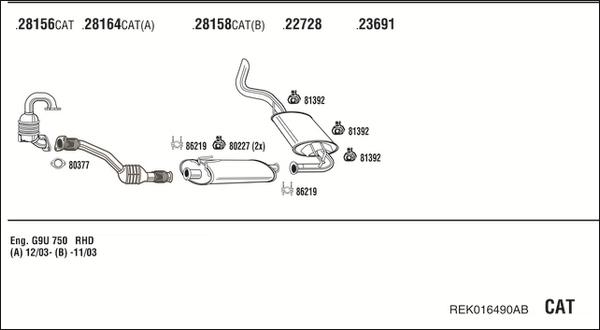 Fonos REK016490AB - Система випуску ОГ autocars.com.ua