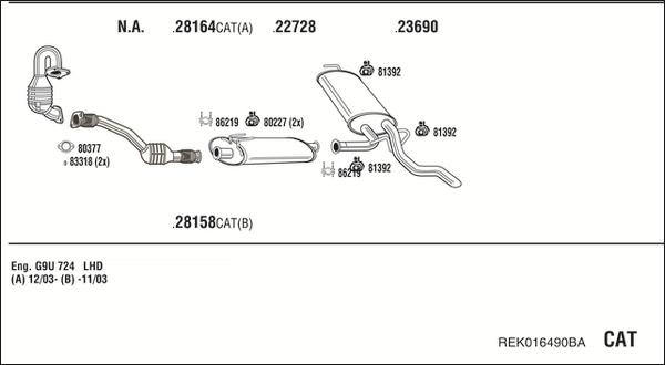 Fonos REK016490BA - Система випуску ОГ autocars.com.ua