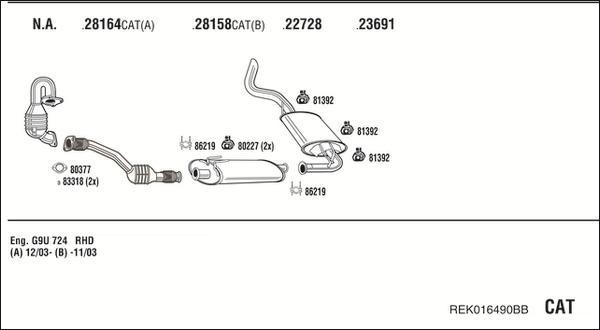 Fonos REK016490BB - Система випуску ОГ autocars.com.ua