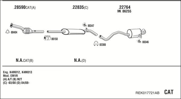 Fonos REK017721AB - Система випуску ОГ autocars.com.ua