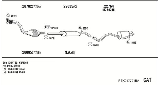 Fonos REK017721BA - Система випуску ОГ autocars.com.ua