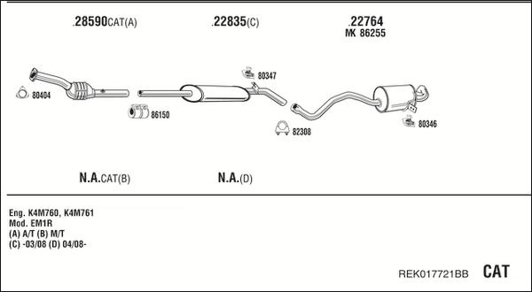 Fonos REK017721BB - Система випуску ОГ autocars.com.ua