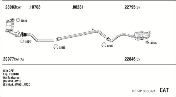 Fonos REK018050AB - Система випуску ОГ autocars.com.ua