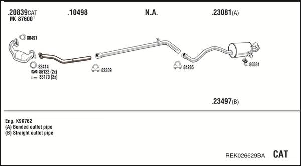 Fonos REK026629BA - Система випуску ОГ autocars.com.ua