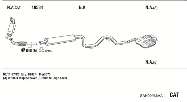 Fonos SAH09966AA - Система випуску ОГ autocars.com.ua