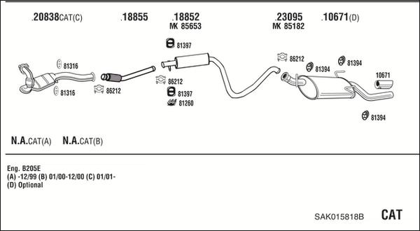 Fonos SAK015818B - Система випуску ОГ autocars.com.ua