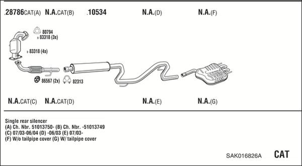Fonos SAK016826A - Система випуску ОГ autocars.com.ua