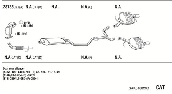 Fonos SAK016826B - Система випуску ОГ autocars.com.ua