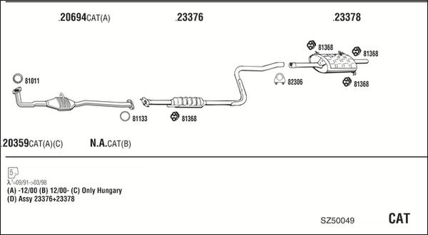 Fonos SZ50049 - Система випуску ОГ autocars.com.ua