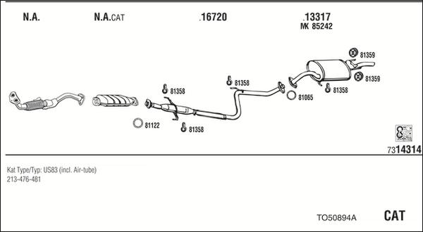 Fonos TO50894A - Система випуску ОГ autocars.com.ua