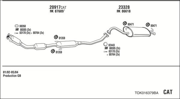 Fonos TOK016379BA - Система випуску ОГ autocars.com.ua