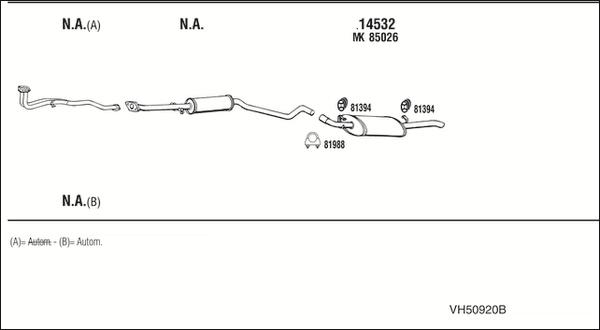 Fonos VH50920B - Система випуску ОГ autocars.com.ua