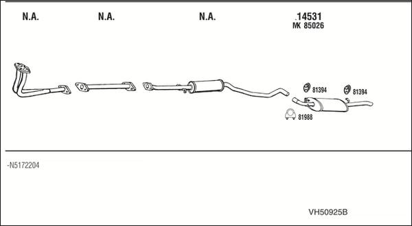 Fonos VH50925B - Система випуску ОГ autocars.com.ua