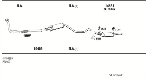 Fonos VH50947B - Система випуску ОГ autocars.com.ua