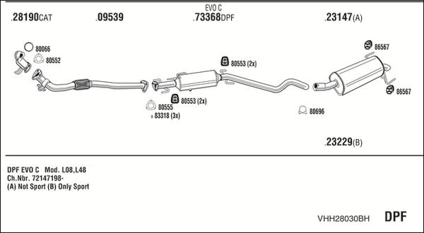 Fonos VHH28030BH - Система випуску ОГ autocars.com.ua