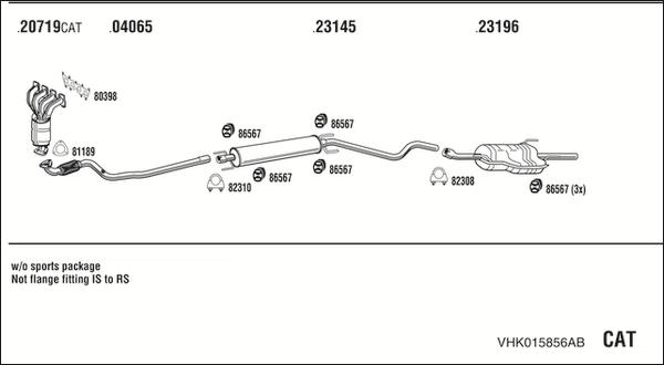 Fonos VHK015856AB - Система випуску ОГ autocars.com.ua