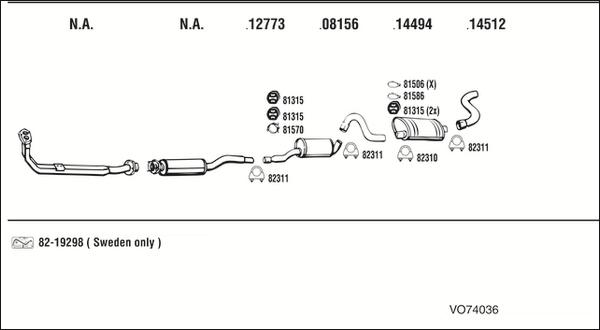 Fonos VO74036 - Система випуску ОГ autocars.com.ua