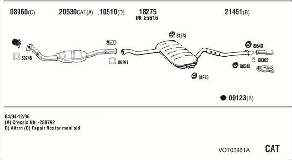 Fonos VOT03981A - Система випуску ОГ autocars.com.ua