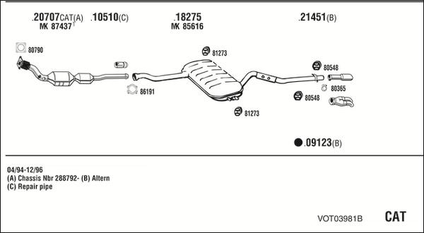 Fonos VOT03981B - Система випуску ОГ autocars.com.ua