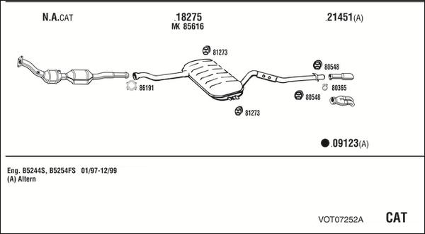 Fonos VOT07252A - Система випуску ОГ autocars.com.ua