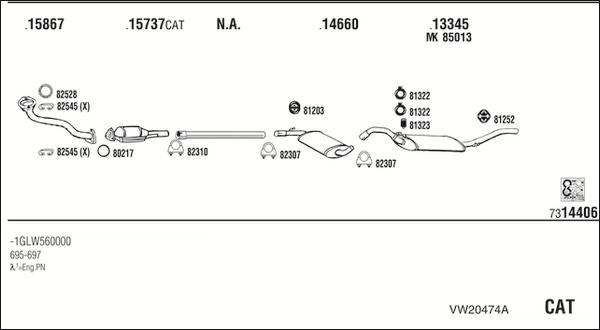 Fonos VW20474A - Система випуску ОГ autocars.com.ua