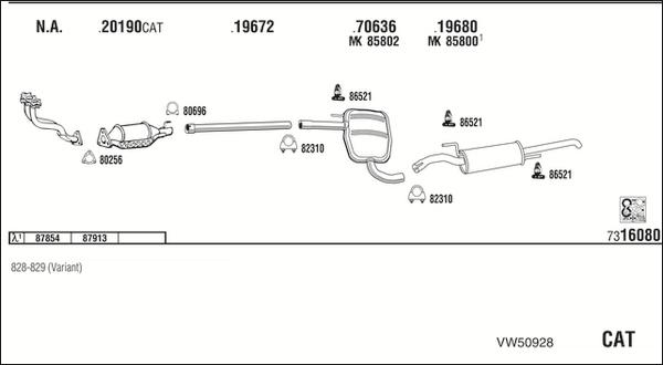 Fonos VW50928 - Система випуску ОГ autocars.com.ua