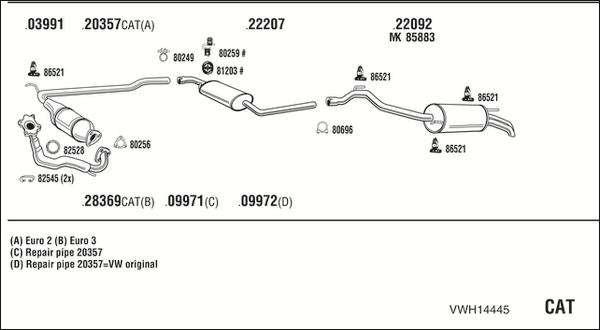 Fonos VWH14445 - Система випуску ОГ autocars.com.ua