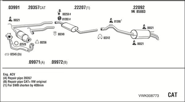 Fonos VWK008773 - Система випуску ОГ autocars.com.ua