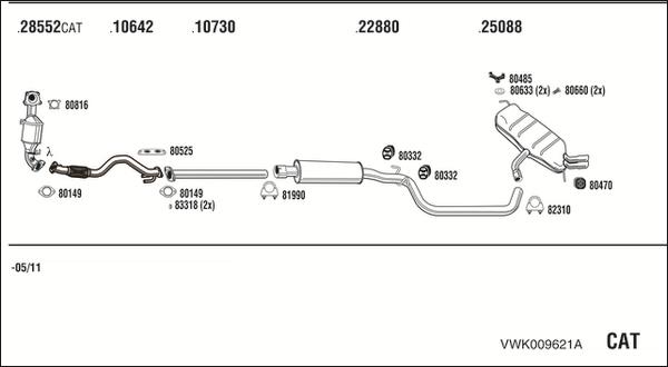 Fonos VWK009621A - Система випуску ОГ autocars.com.ua