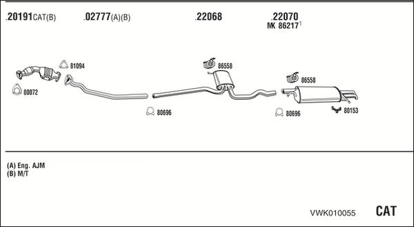 Fonos VWK010055 - Система випуску ОГ autocars.com.ua