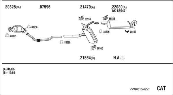 Fonos VWK015422 - Система випуску ОГ autocars.com.ua