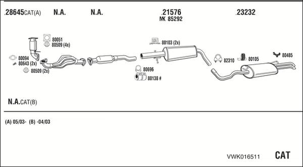 Fonos VWK016511 - Система випуску ОГ autocars.com.ua