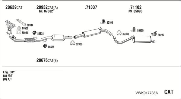 Fonos VWK017738A - Система випуску ОГ autocars.com.ua