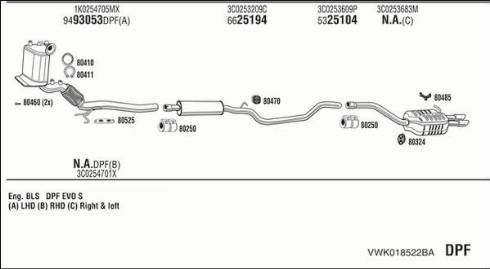 Fonos VWK018522BA - Система випуску ОГ autocars.com.ua