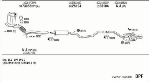 Fonos VWK018522BB - Система випуску ОГ autocars.com.ua