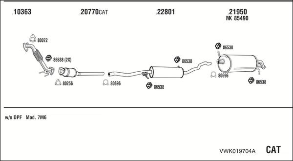 Fonos VWK019704A - Система випуску ОГ autocars.com.ua