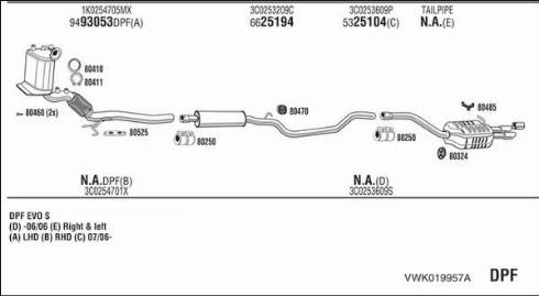 Fonos VWK019957A - Система випуску ОГ autocars.com.ua