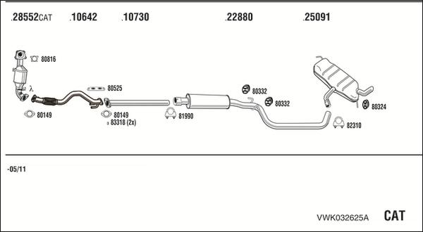 Fonos VWK032625A - Система випуску ОГ autocars.com.ua