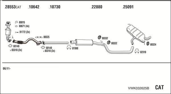 Fonos VWK032625B - Система випуску ОГ autocars.com.ua