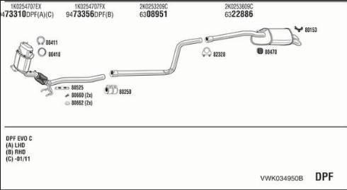 Fonos VWK034950B - Система випуску ОГ autocars.com.ua