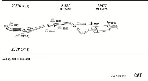 Fonos VWK133393 - Система випуску ОГ autocars.com.ua